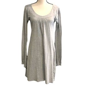 LA MADE HEATHERED GRAY LONG SLEEVE SCOOP NECK T SHIRT DRESS SIZE M